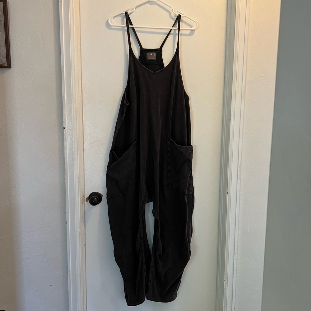Free People Hot Shot Onesie Washed Black Size M